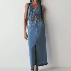 Mango Denim Long Skirt 16 Mango Denim Long Skirt -Mango popular store mango 5995 5459046 7