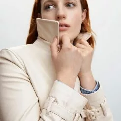 Mango Leather-Effect Trench Coat -Mango popular store mango 6053 4058046 4