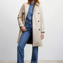 Mango Leather-Effect Trench Coat -Mango popular store mango 6053 4058046 5