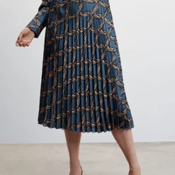 Mango Geometric Print Pleated Skirt -Mango popular store mango 6056 3039046 2