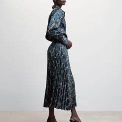 Mango Geometric Print Pleated Skirt -Mango popular store mango 6057 3039046 6