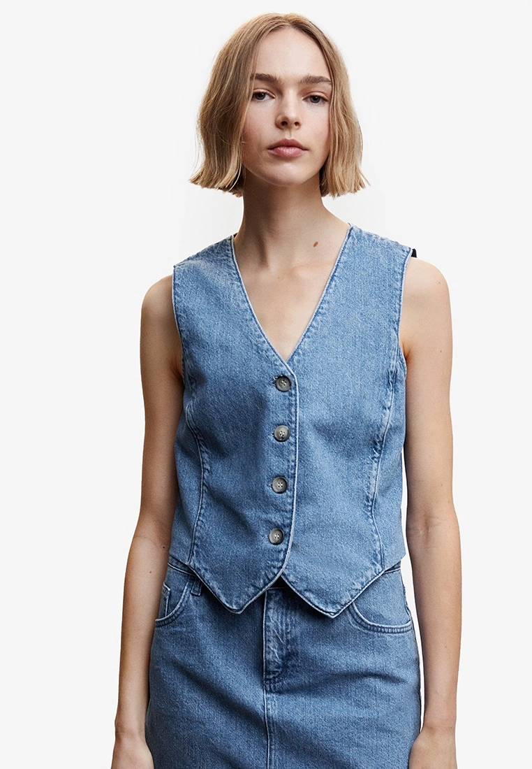 Mango Denim Vest With Seams 3 Mango Denim Vest With Seams
