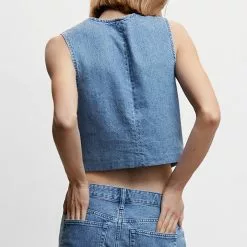 Mango Denim Vest With Seams 11 Mango Denim Vest With Seams -Mango popular store mango 6065 4698046 2