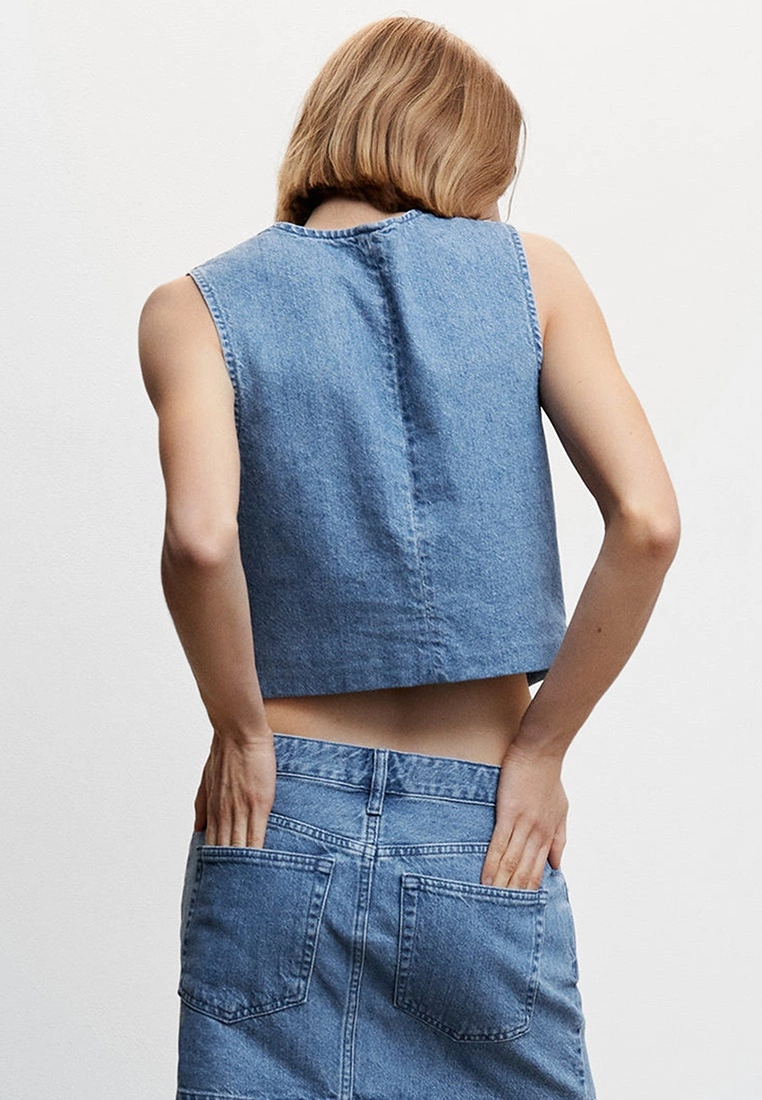 Mango Denim Vest With Seams 4 Mango Denim Vest With Seams - Image 2