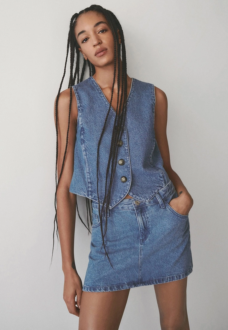 Mango Denim Vest With Seams 7 Mango Denim Vest With Seams - Image 5