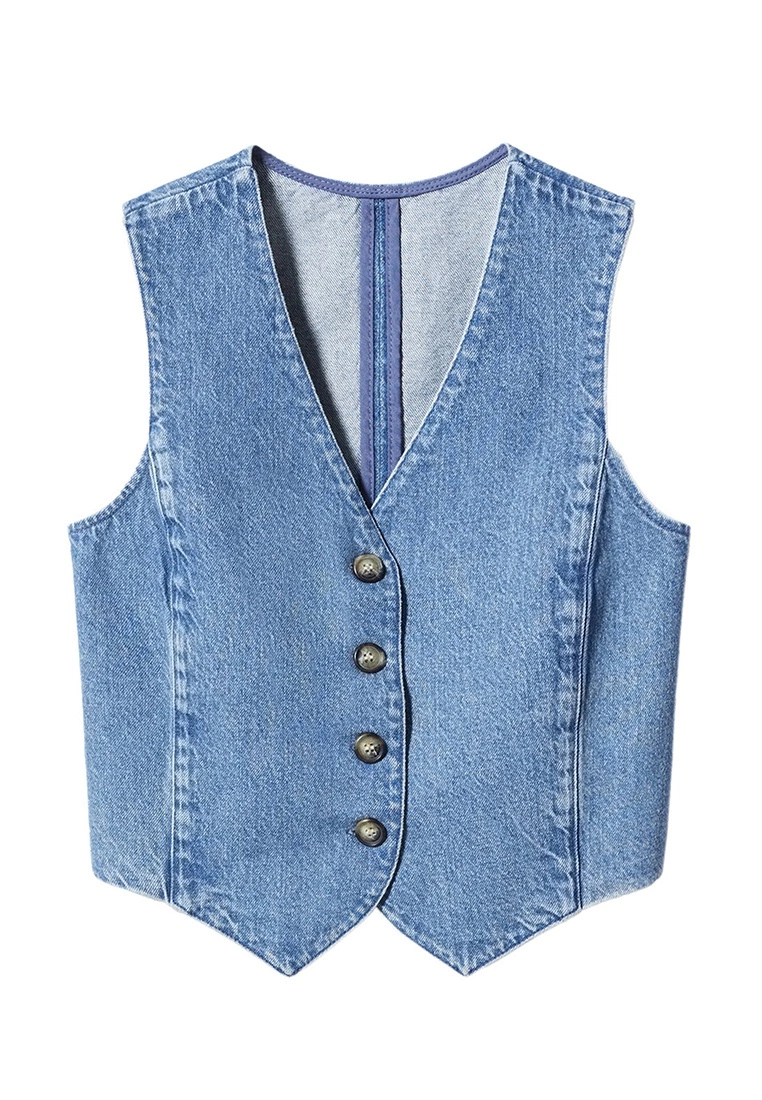 Mango Denim Vest With Seams 10 Mango Denim Vest With Seams - Image 8
