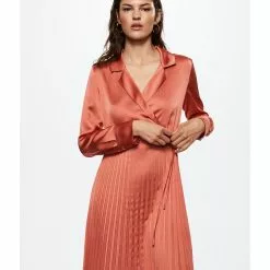 Mango Pleated Satin Dress -Mango popular store mango 6084 8238526 5