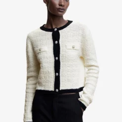 Mango Pocket Tweed Cardigan