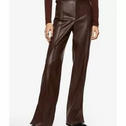 Mango Leather-Effect Straight Trousers