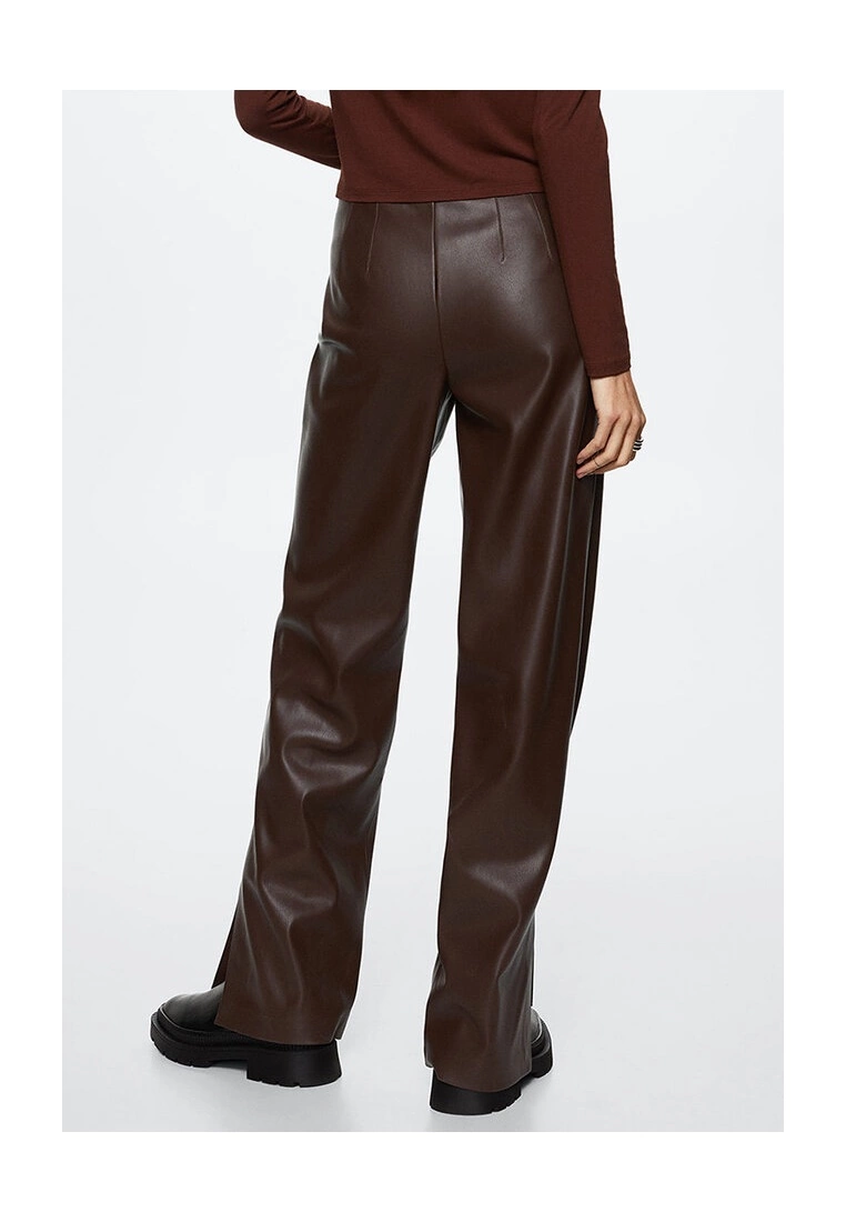 Mango Leather-Effect Straight Trousers 4 Mango Leather-Effect Straight Trousers - Image 2