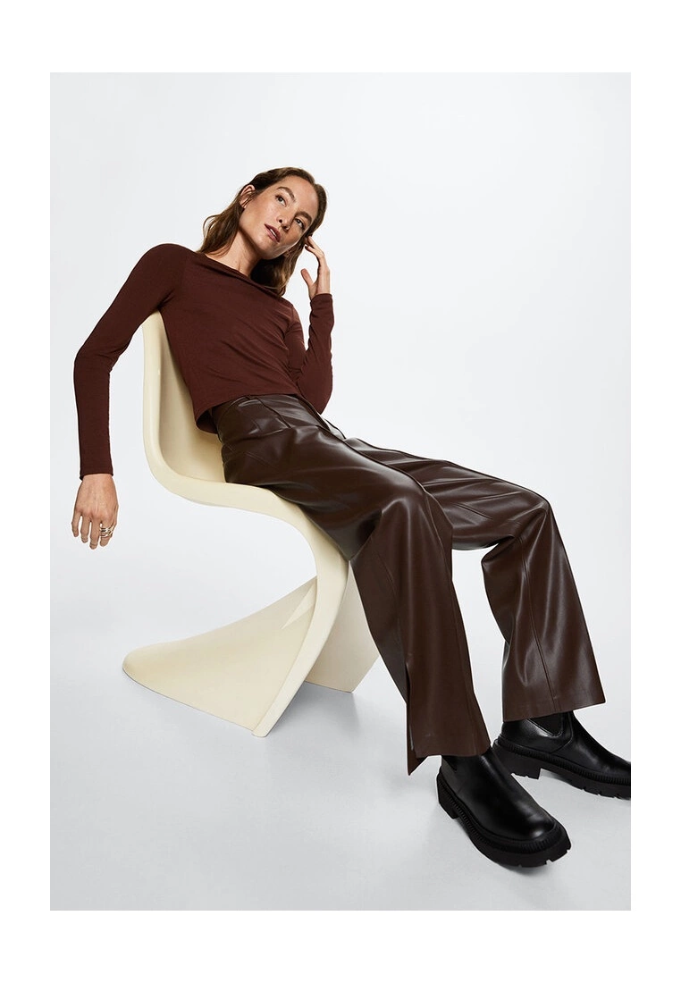 Mango Leather-Effect Straight Trousers 6 Mango Leather-Effect Straight Trousers - Image 4