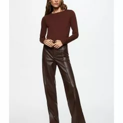Mango Leather-Effect Straight Trousers 12 Mango Leather-Effect Straight Trousers -Mango popular store mango 6217 0250826 5