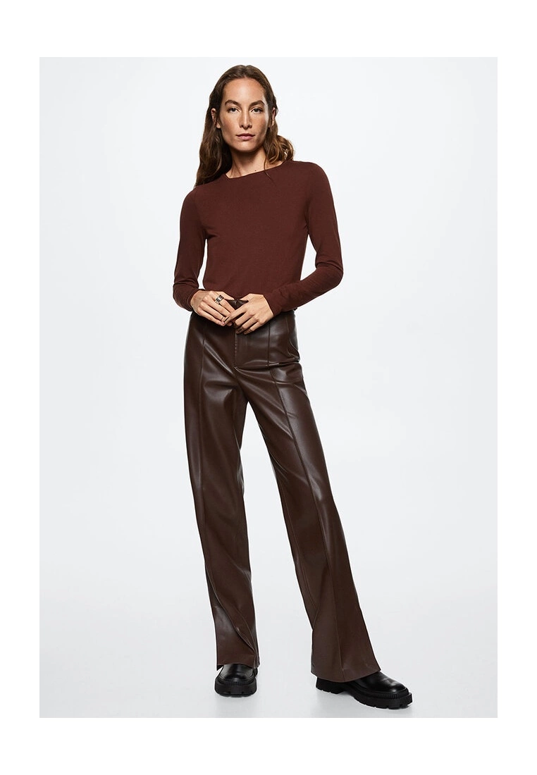 Mango Leather-Effect Straight Trousers 7 Mango Leather-Effect Straight Trousers - Image 5