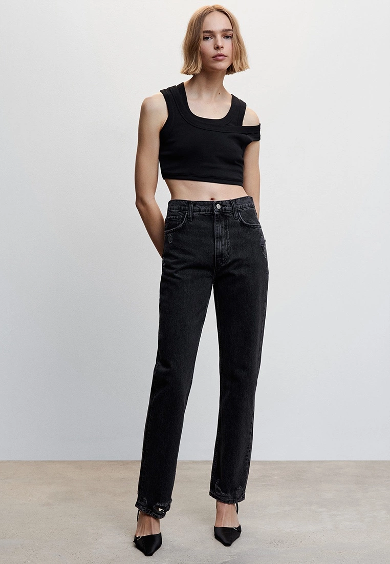 Mango Ripped High Rise Straight Jeans 7 Mango Ripped High Rise Straight Jeans - Image 5