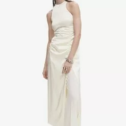 Mango Satin Draped Dress