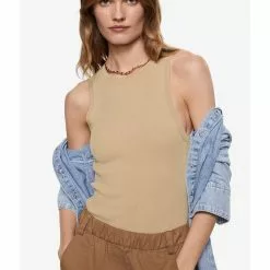 Mango Ribbed Knit Top