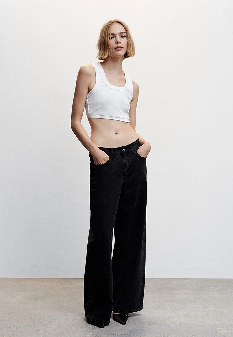 Mango Wide Leg Mid-Rise Jeans 7 Mango Wide Leg Mid-Rise Jeans - Image 5