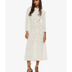 Mango Printed Ruched Dress