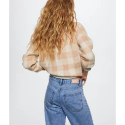 Mango Perkins Collar Checkered Sweater -Mango popular store mango 6399 8490926 3