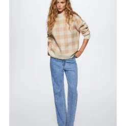 Mango Perkins Collar Checkered Sweater -Mango popular store mango 6399 8490926 5