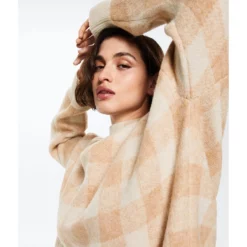 Mango Perkins Collar Checkered Sweater -Mango popular store mango 6400 8490926 6