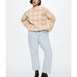 Mango Perkins Collar Checkered Sweater -Mango popular store mango 6400 8490926 7