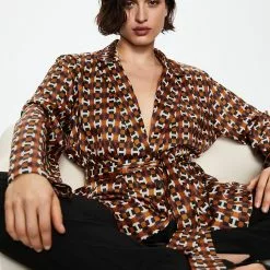 Mango Geometric-Print Blouse -Mango popular store mango 6446 6390926 2