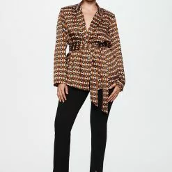 Mango Geometric-Print Blouse -Mango popular store mango 6447 6390926 7