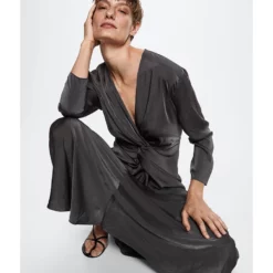 Mango Satin Knot Dress -Mango popular store mango 6489 0980926 5