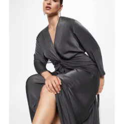 Mango Satin Knot Dress -Mango popular store mango 6490 0980926 7