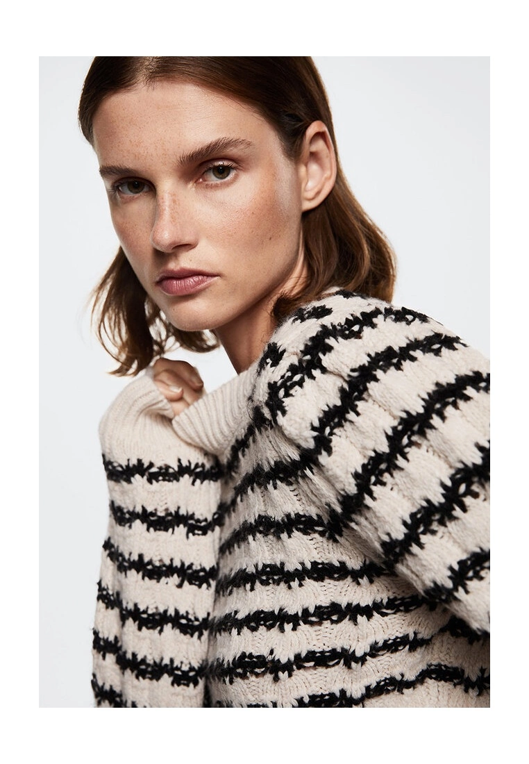 Mango Striped Cable-Knit Sweater 5 Mango Striped Cable-Knit Sweater - Image 3