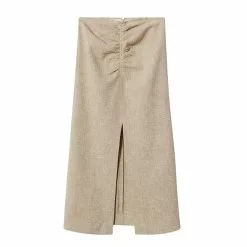 Mango Gathered Linen Skirt 15 Mango Gathered Linen Skirt -Mango popular store mango 6577 7383716 7