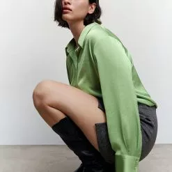 Mango Satin Finish Flowy Shirt -Mango popular store mango 6607 4126936 6