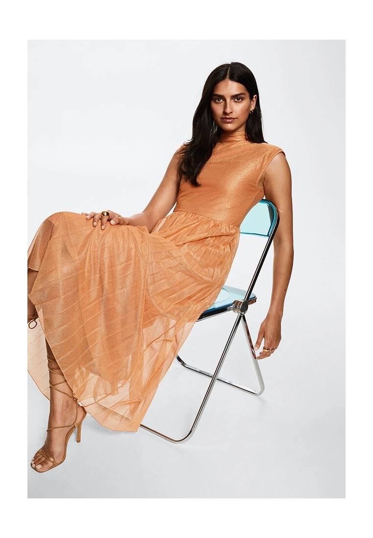 Mango Lurex Pleated Dress 7 Mango Lurex Pleated Dress - Image 5