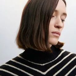 Mango Stripe-Print Sweater With Perkins Neck -Mango popular store mango 6921 7238836 3