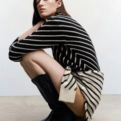 Mango Stripe-Print Sweater With Perkins Neck -Mango popular store mango 6922 7238836 4