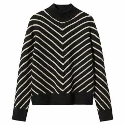 Mango Stripe-Print Sweater With Perkins Neck -Mango popular store mango 6923 7238836 7