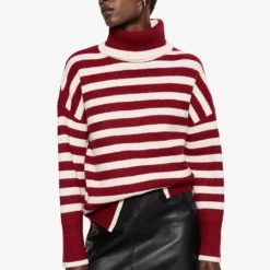 Mango Striped Turtleneck Sweater
