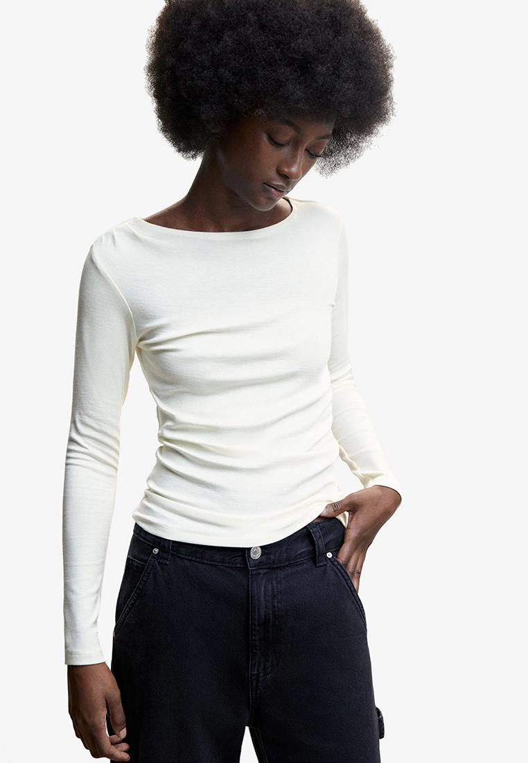 Mango Ruched Detail T-Shirt 3 Mango Ruched Detail T-Shirt