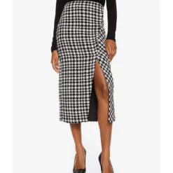 Mango Houndstooth Pencil Skirt