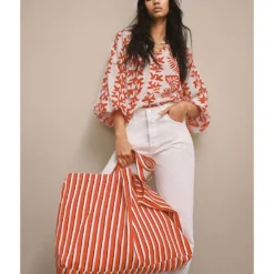 Mango Striped Shopper Bag -Mango popular store mango 7296 0415026 5