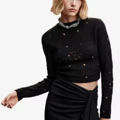 Mango Open Back Openwork Sweater