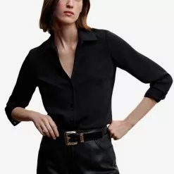 Mango Pleated Flowy Shirt