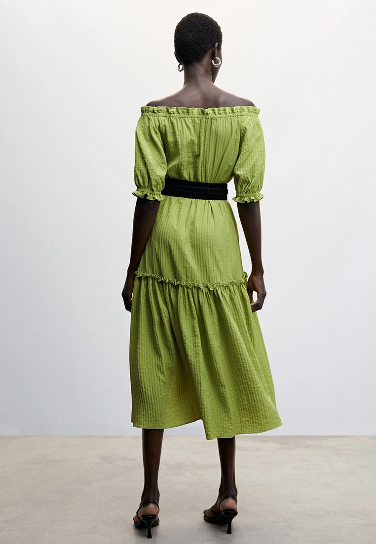 Mango Puffed Sleeves Texture Dress 4 Mango Puffed Sleeves Texture Dress - Image 2