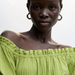 Mango Puffed Sleeves Texture Dress 11 Mango Puffed Sleeves Texture Dress -Mango popular store mango 7393 6052636 3