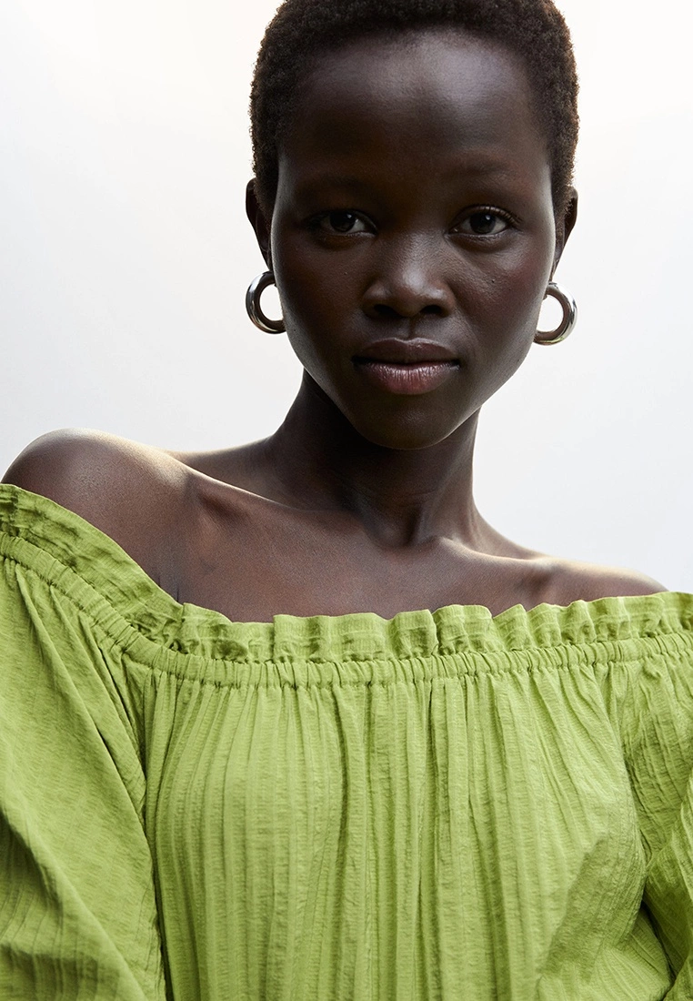 Mango Puffed Sleeves Texture Dress 5 Mango Puffed Sleeves Texture Dress - Image 3