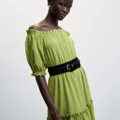 Mango Puffed Sleeves Texture Dress 13 Mango Puffed Sleeves Texture Dress -Mango popular store mango 7393 6052636 5