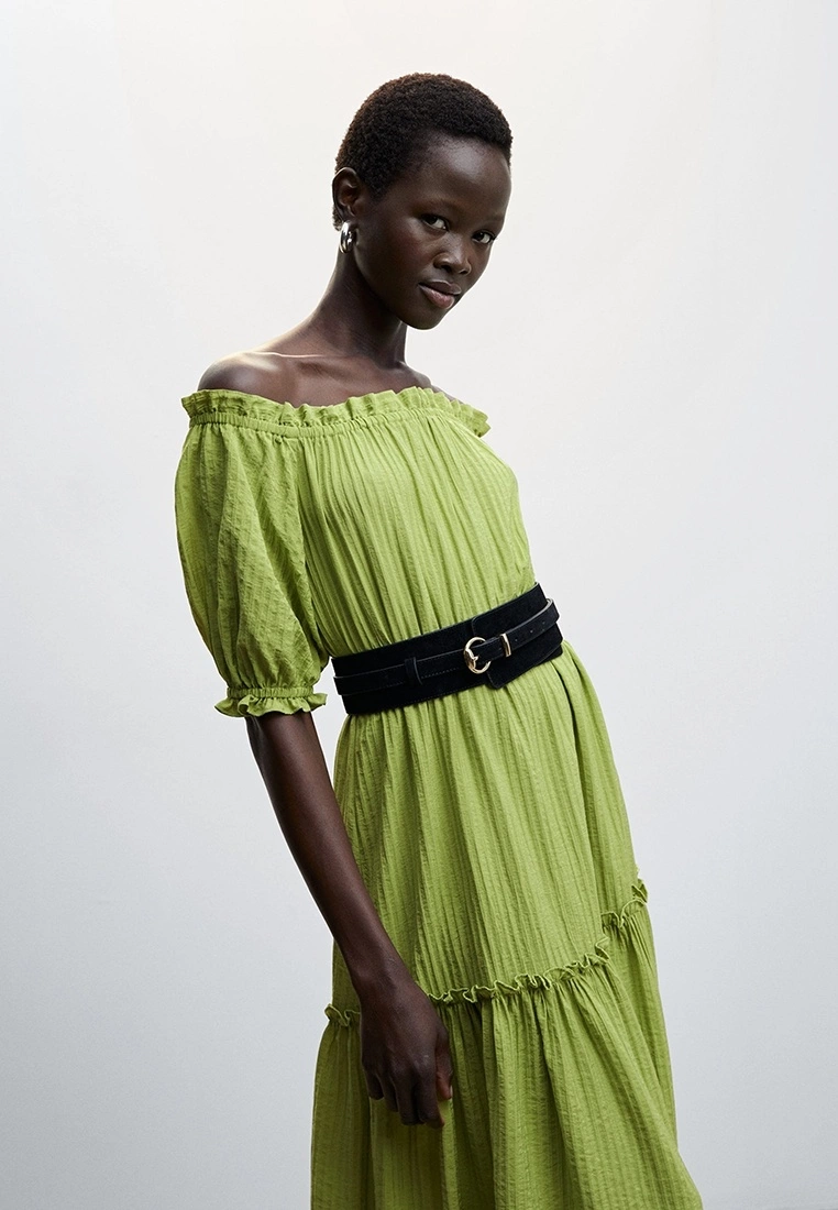 Mango Puffed Sleeves Texture Dress 7 Mango Puffed Sleeves Texture Dress - Image 5