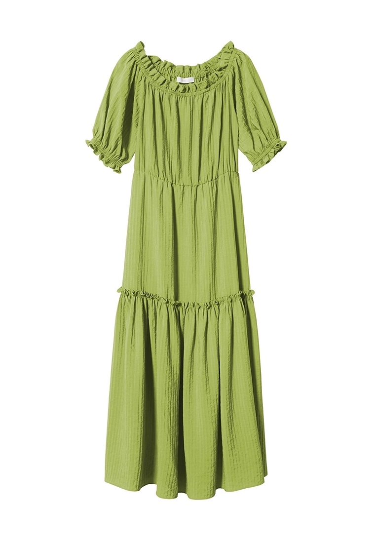 Mango Puffed Sleeves Texture Dress 9 Mango Puffed Sleeves Texture Dress - Image 7