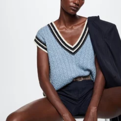 Mango V-Neck Lurex Vest -Mango popular store mango 7759 0671036 5